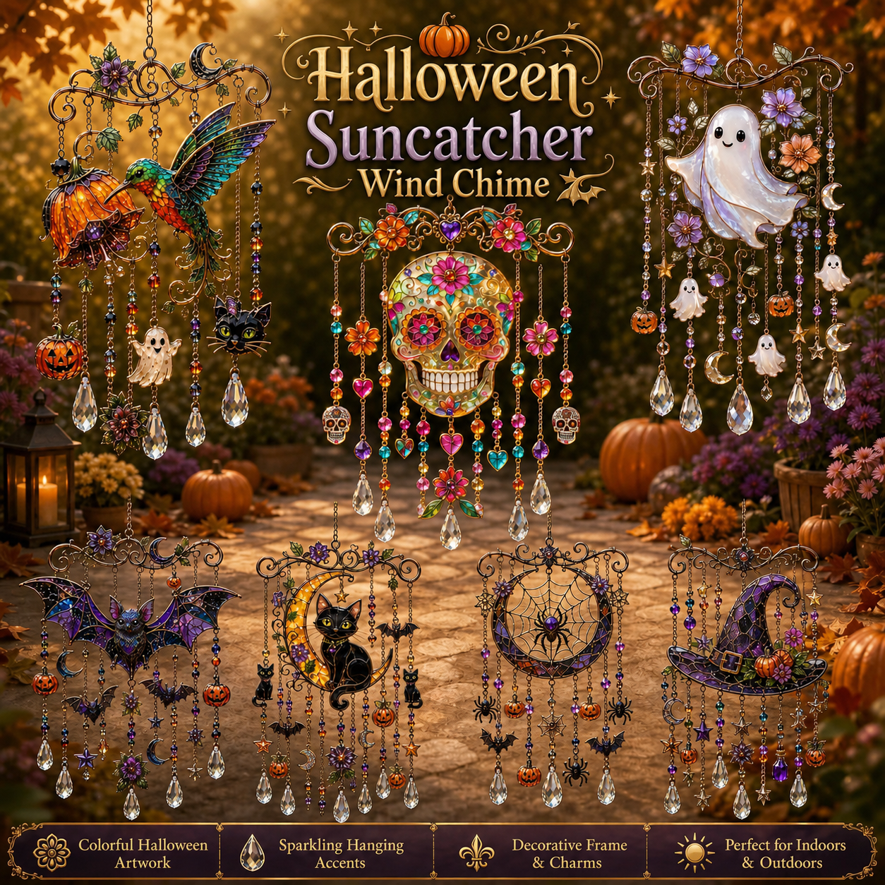 🔥Last Day 50% OFF - Halloween Suncatcher Wind Chime