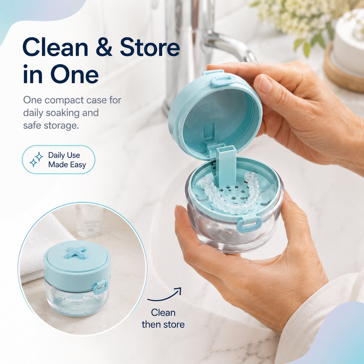 🏆100K+ SOLD! 💧Portable Retainer and Denture Cleaning Case with Magnetic Lifting Tray