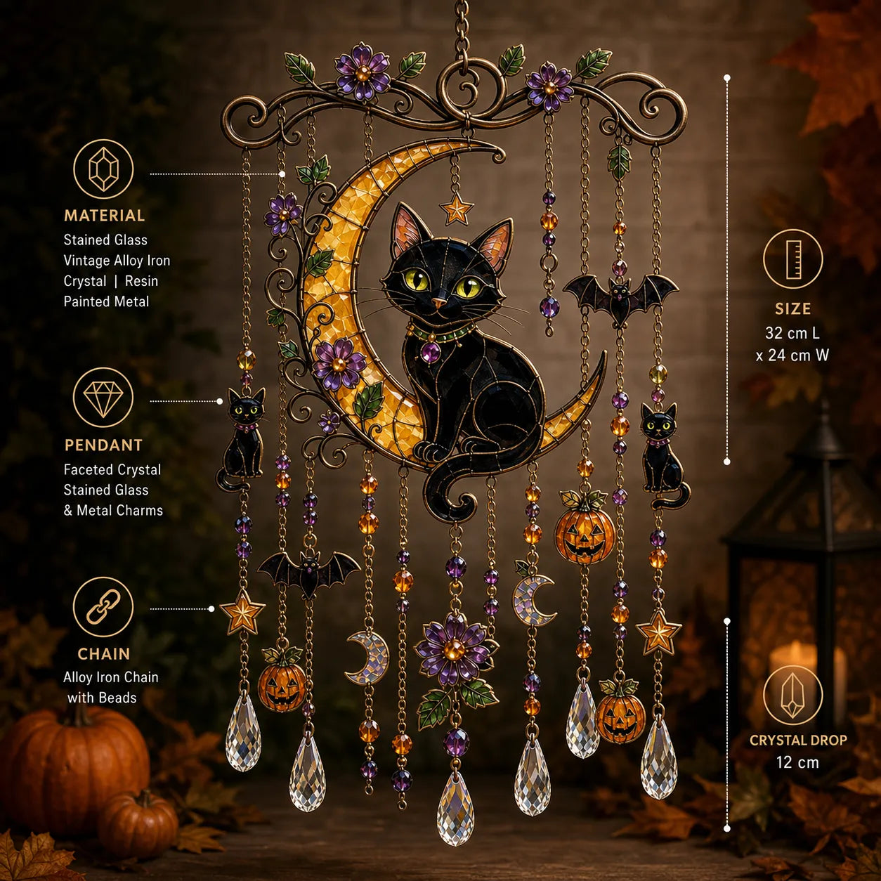 🔥Last Day 50% OFF - Halloween Suncatcher Wind Chime